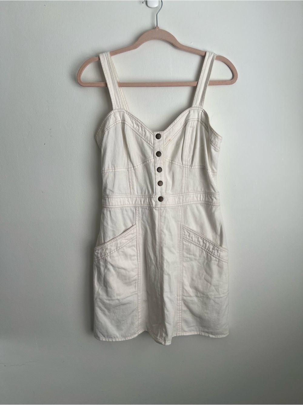 Japna Cream Button-Front Mini Sundress